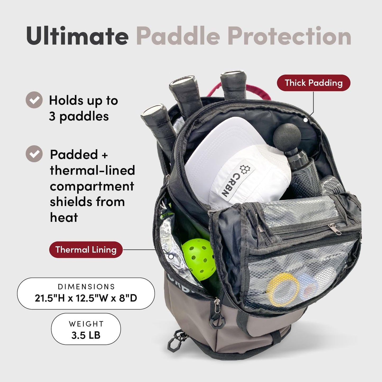 Best overall Pickleball Bag - Padded Compartment with Space for 3 Paddles, Shoes & More