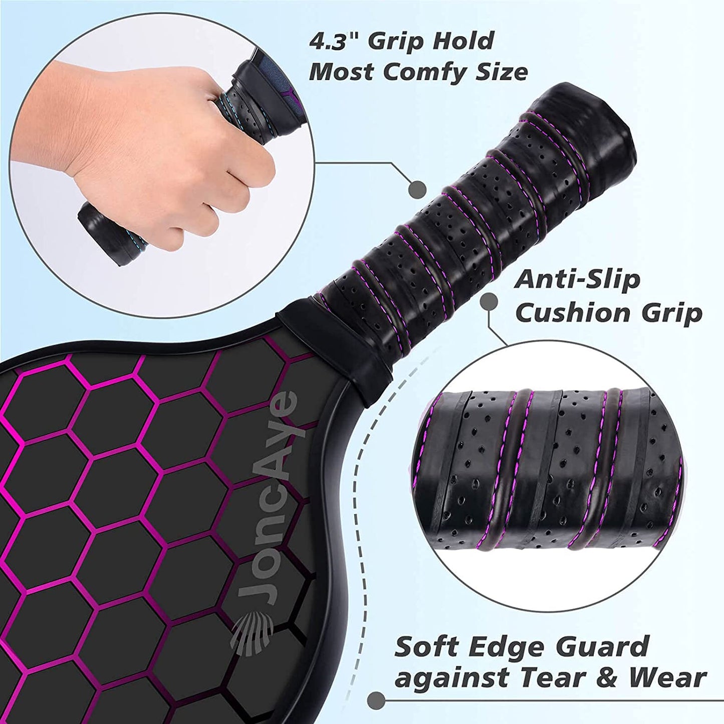 Pickleball-Paddles-Set of 4 Rackets and Balls W/Case, Grip Tapes | USAPA Approved