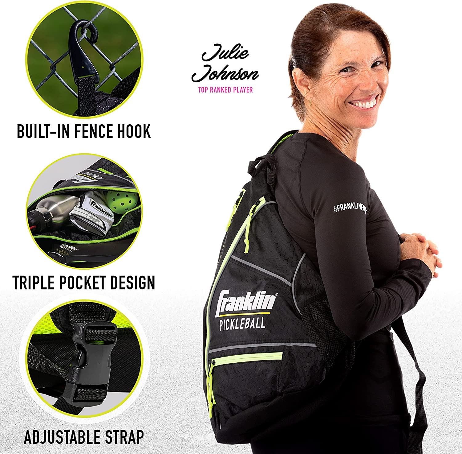 Best Compact Pickleball Bag - Sling Bag Backpack for Gear + Equipment - Men + Women - Holds Paddles, Balls + Accessories