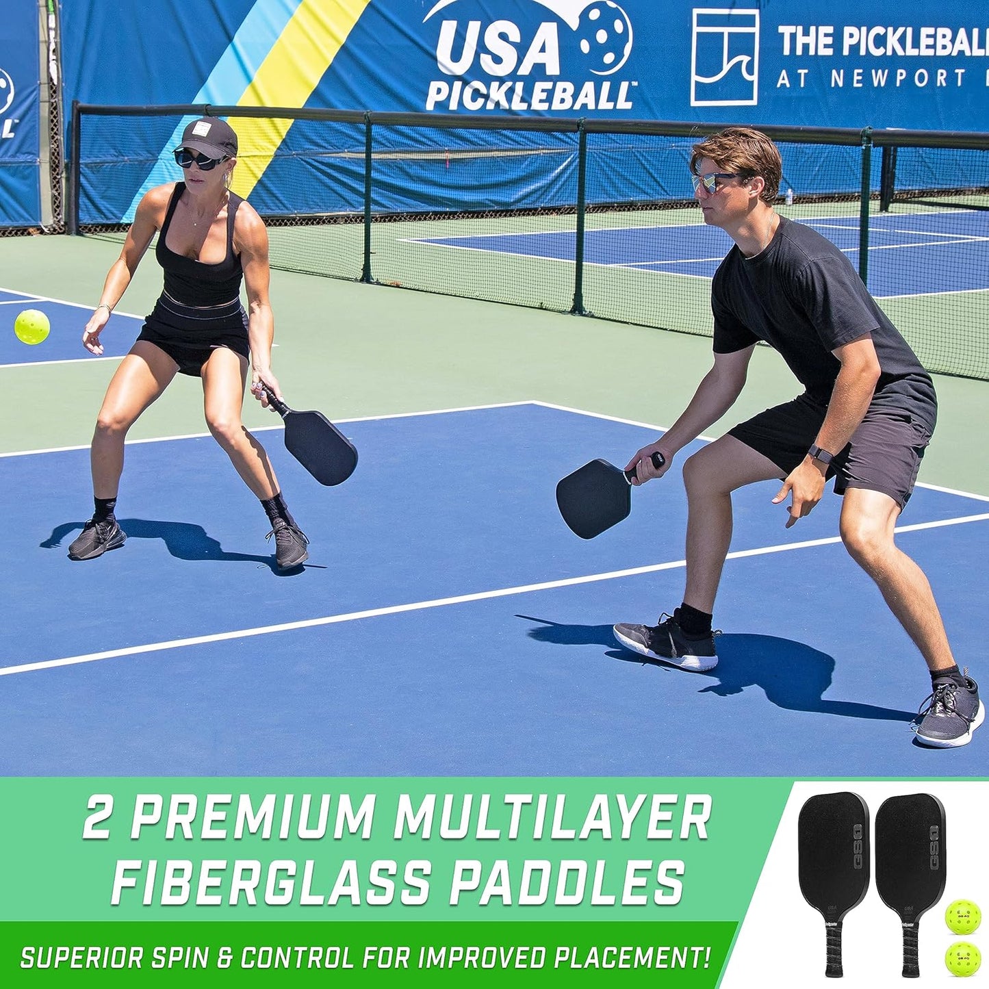 GS1 Pickleball Paddles - Single, 2 Pack, or 4 Pack - USAPA Approved Fiberglass Pickleball Paddles
