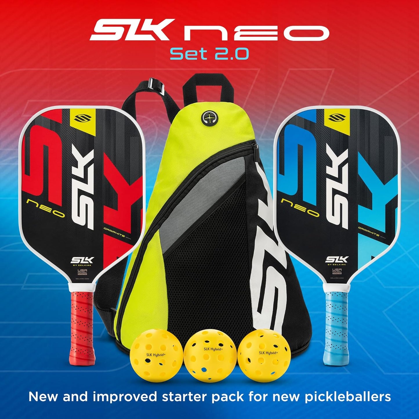 Best Overall Pickleball Paddles Set of 2 | Designed in the USA | Choose the SLK Neo Graphite, SLK Neo Fiberglass Pickleball Set or SLK Atlas Pickleball Bundle
