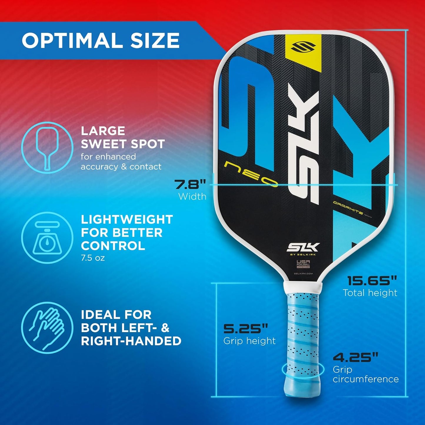 Best Overall Pickleball Paddles Set of 2 | Designed in the USA | Choose the SLK Neo Graphite, SLK Neo Fiberglass Pickleball Set or SLK Atlas Pickleball Bundle
