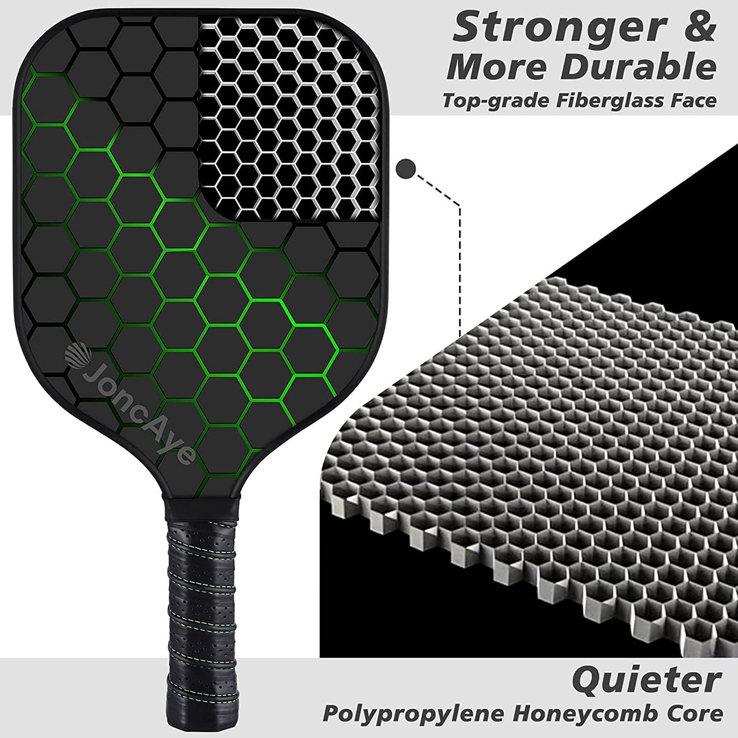 Pickleball-Paddles-Set of 4 Rackets and Balls W/Case, Grip Tapes | USAPA Approved