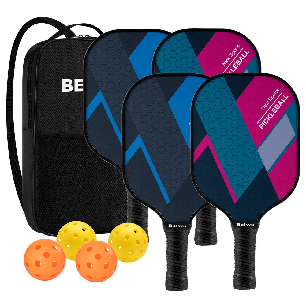 Pickleball Paddles, Fiberglass Pickle Ball Set of 4 for All Levels, 7.9Oz