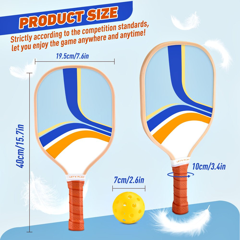 Pickleball Paddles Set of 4, Wooden Paddles, 4 Balls