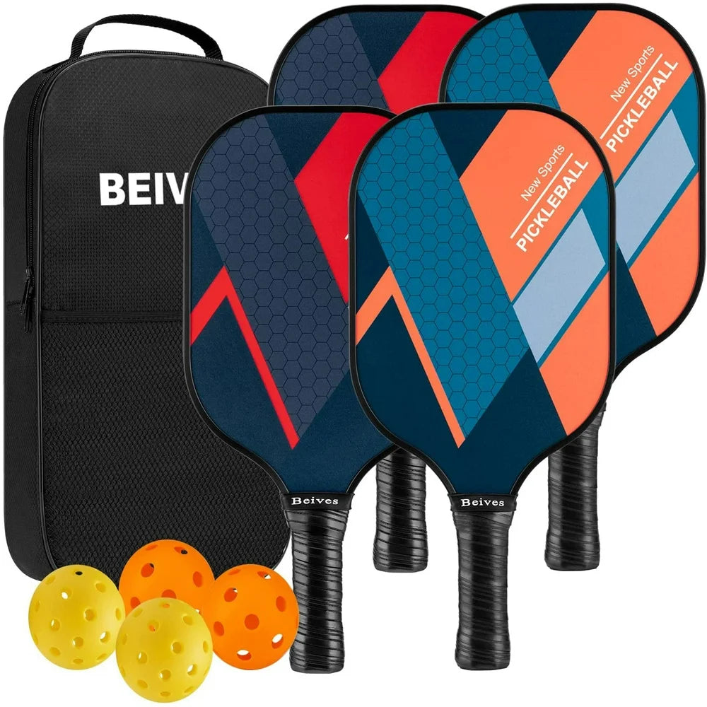 Pickleball Paddles, Fiberglass Pickle Ball Set of 4 for All Levels, 7.9Oz