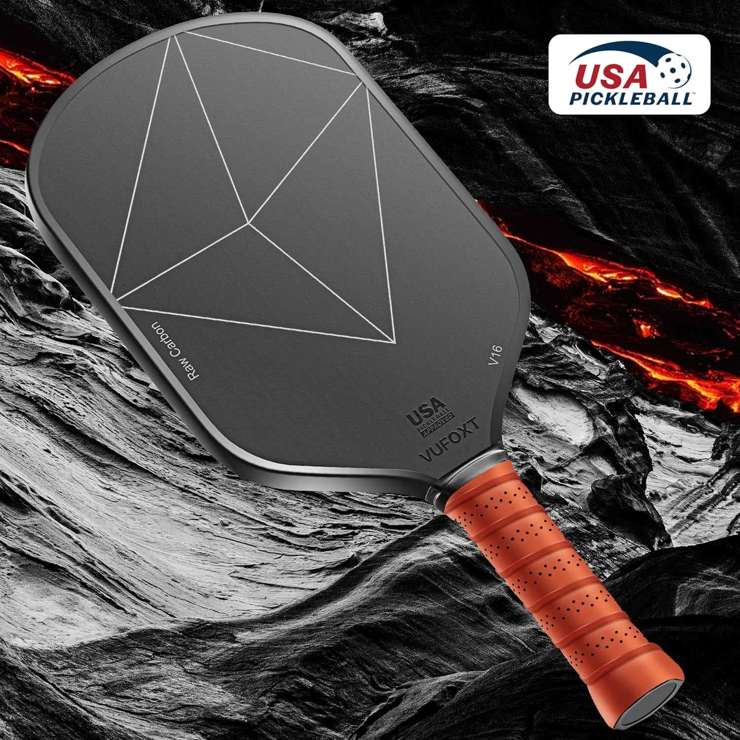 Pickleball Paddle, USAPA Approved T700 Raw Carbon Fiber Surface (CFS) High Spin 16MM PP Honeycomb Core