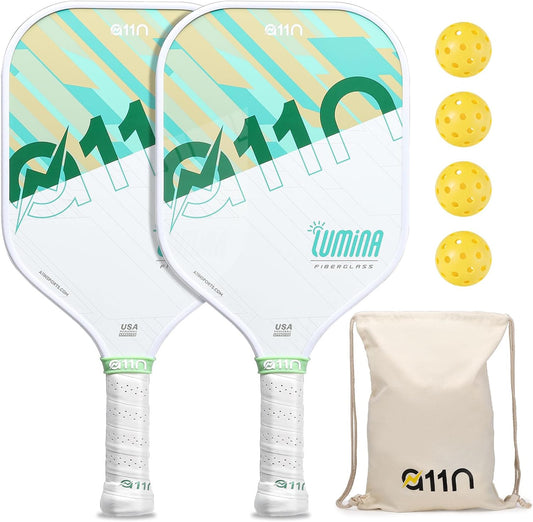 A11N Pickleball Paddles Set of 2/4 Fiberglass Surface Rackets with 4 Pickleball Balls and Pickleball Bag for Beginners - USAPA Approved