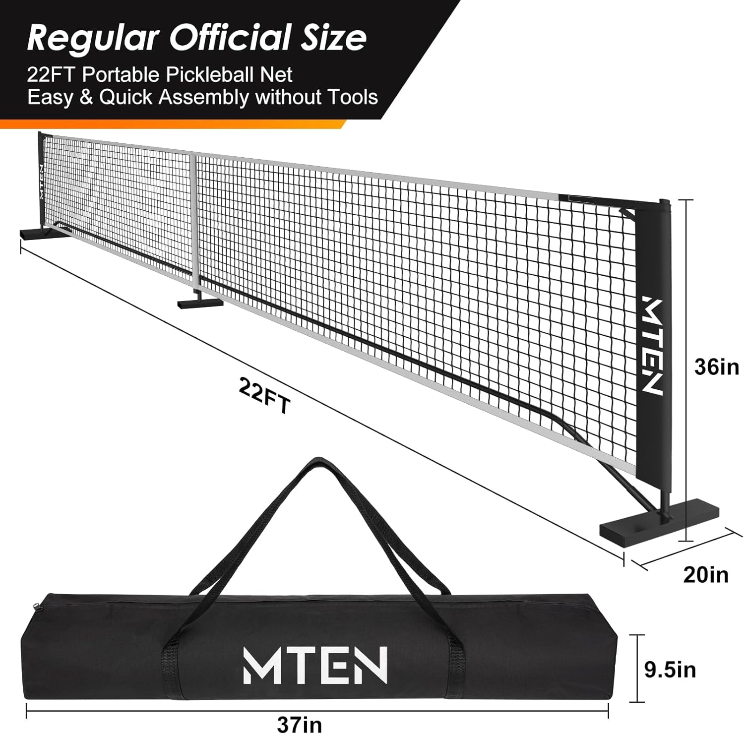 Pickleball Net, 22 FT USAPA Regulation Size Portable Pickleball Net