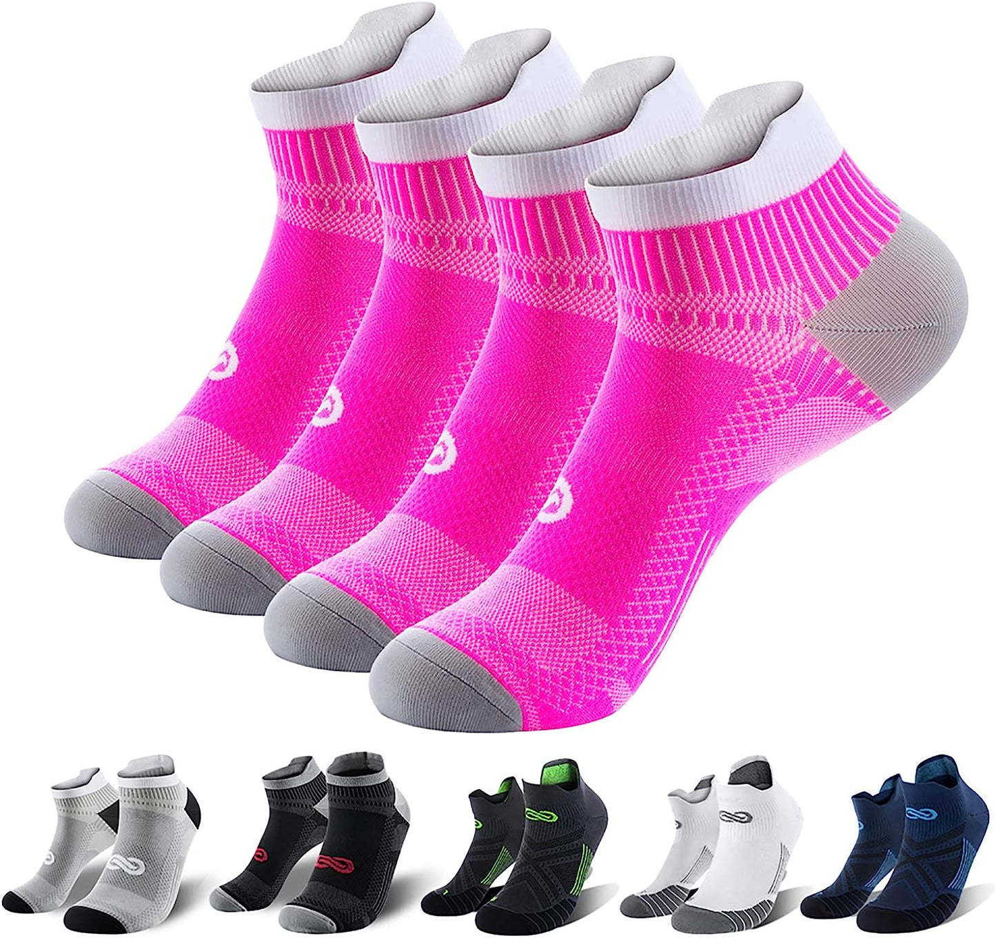 Ankle Compression Sock for Men and Women 2/4 Pairs, Low Cut Compression Running Sock with Ankle Support