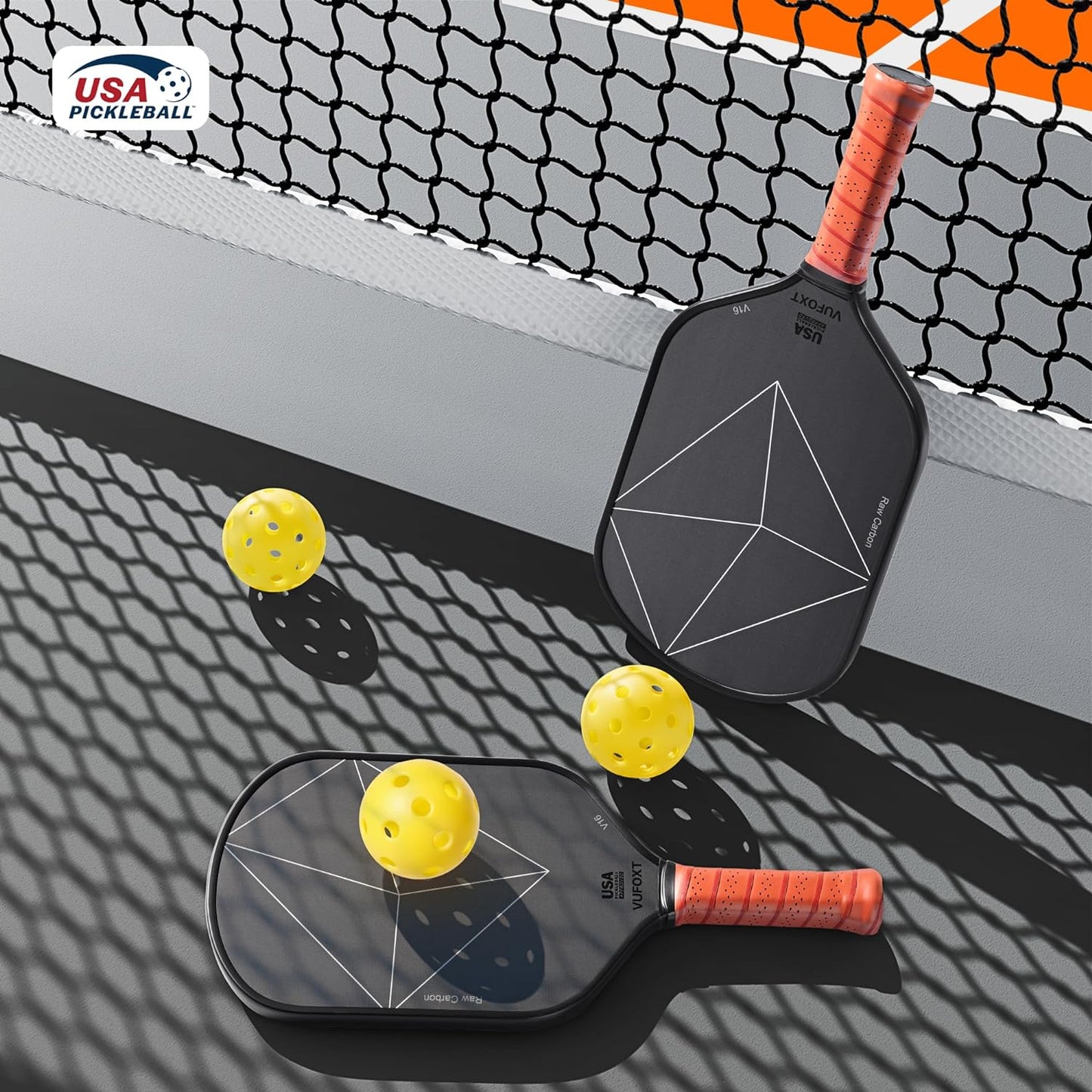 Pickleball Paddle, USAPA Approved T700 Raw Carbon Fiber Surface (CFS) High Spin 16MM PP Honeycomb Core