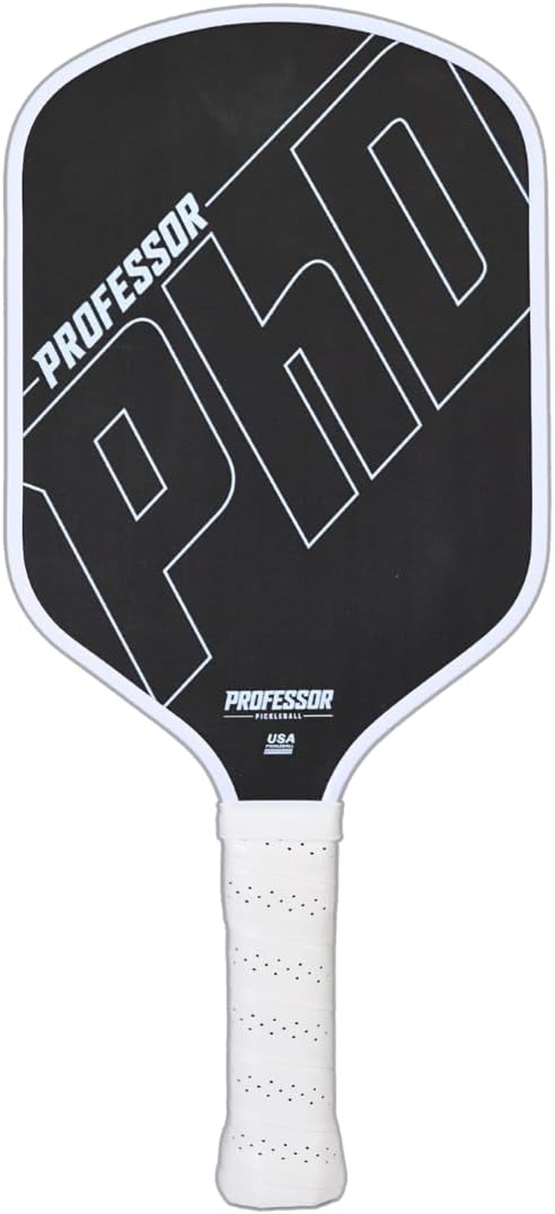 Professor Phd Raw Carbon Fiber Premium Pickleball Paddle Racket - USA Pickleball Approved - Honeycomb Core