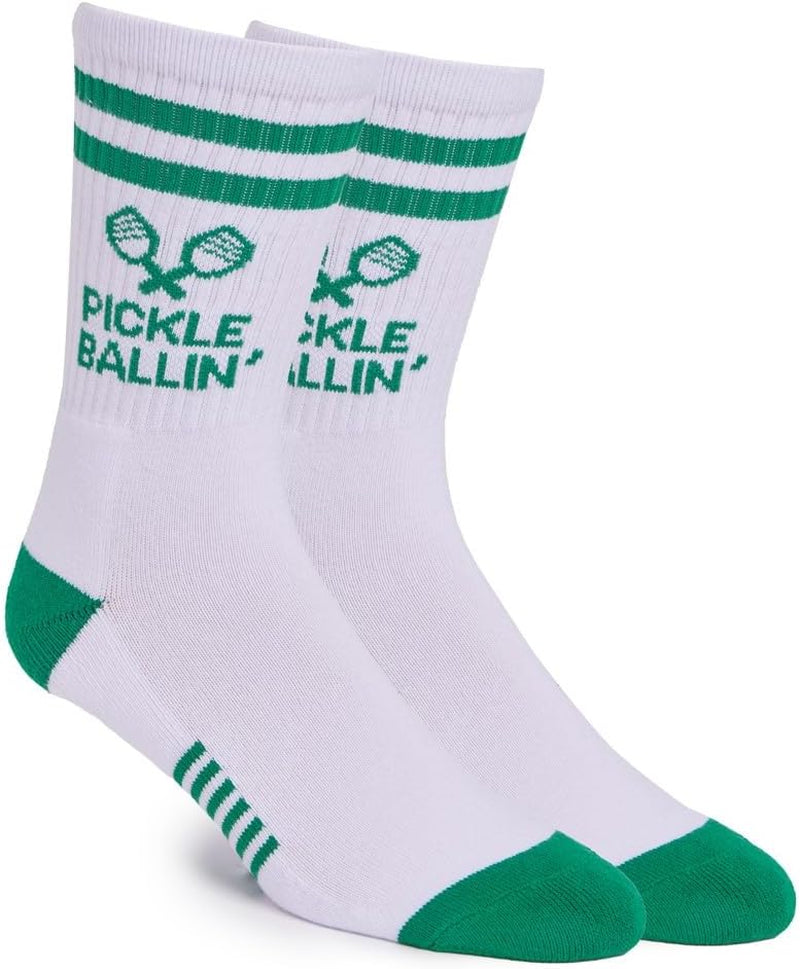 Performance Pickleball Athletic Crew Socks, Great Gift for Pickleball Lovers, Fun Pickleball Accessories