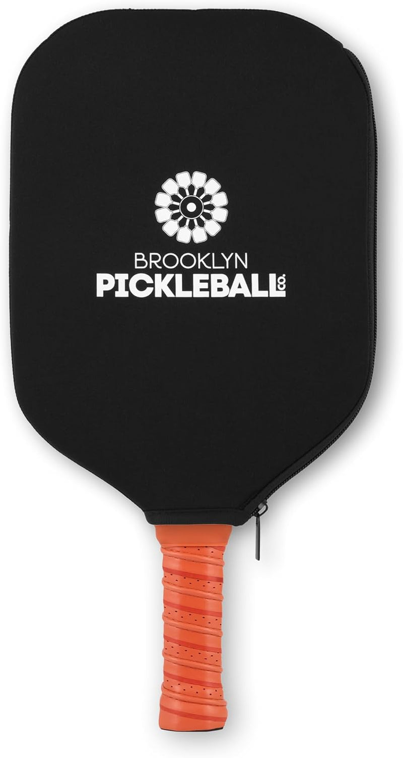 Brooklyn Pickleball Co | Cream Pickle Ball Paddle & Cover | Carbon Fiber | Honeycomb Core | Ribbed Non-Slip Cushion Grip