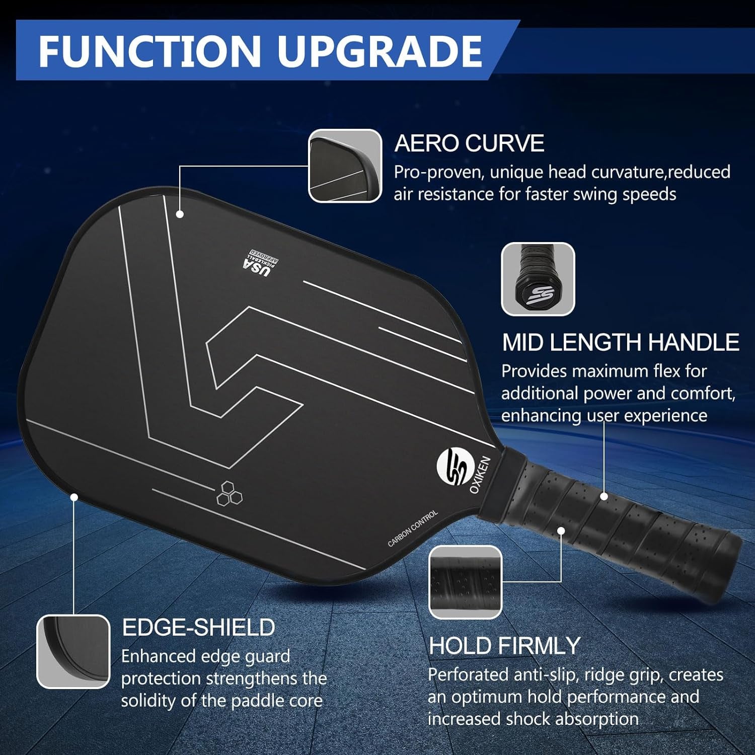 OXIKEN 10/13/16 Mm Pickleball Paddles 2024 USAPA Approved T700 Carbon Fiber Pickle Paddle (CFS)