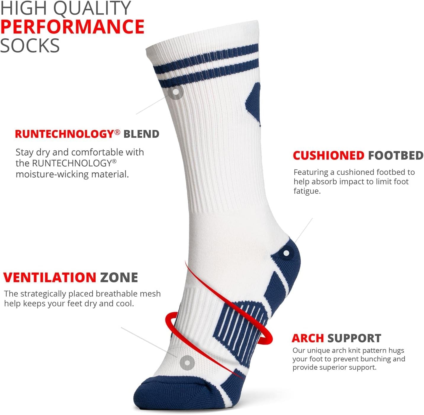 Pickleball Athletic Woven Mid-Calf Socks | Performance Socks for Pickleball