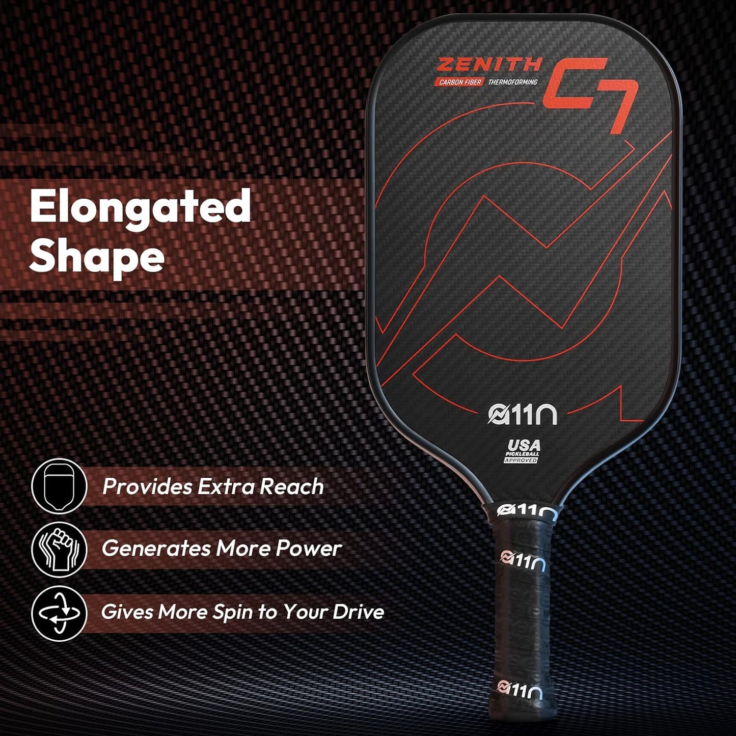 A11N Zenith Pickleball Paddle 16Mm | T-700 Carbon Fiber with Foam Injected Walls