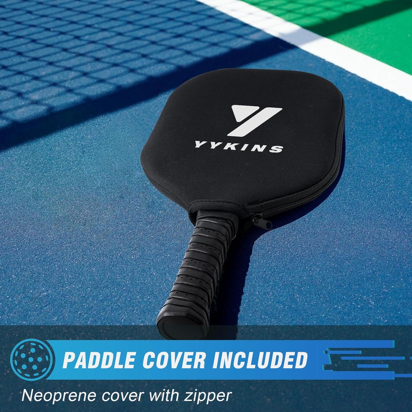 Pickleball Ball Paddle, 16MM Carbon Fiber Pickleball Paddle with Longer Handle, Elongated Paddle, Power