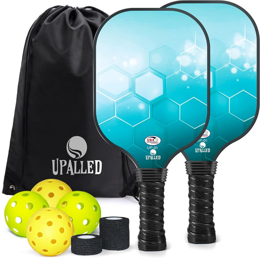 USAPA Approved Fiberglass Pickleball Set with 2 Lightweight Pickleball Paddle,4 Pickleball Balls,1 Backpack Bag