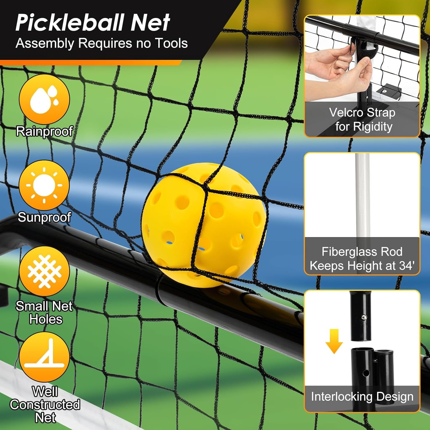 Pickleball Net, 22 FT USAPA Regulation Size Portable Pickleball Net