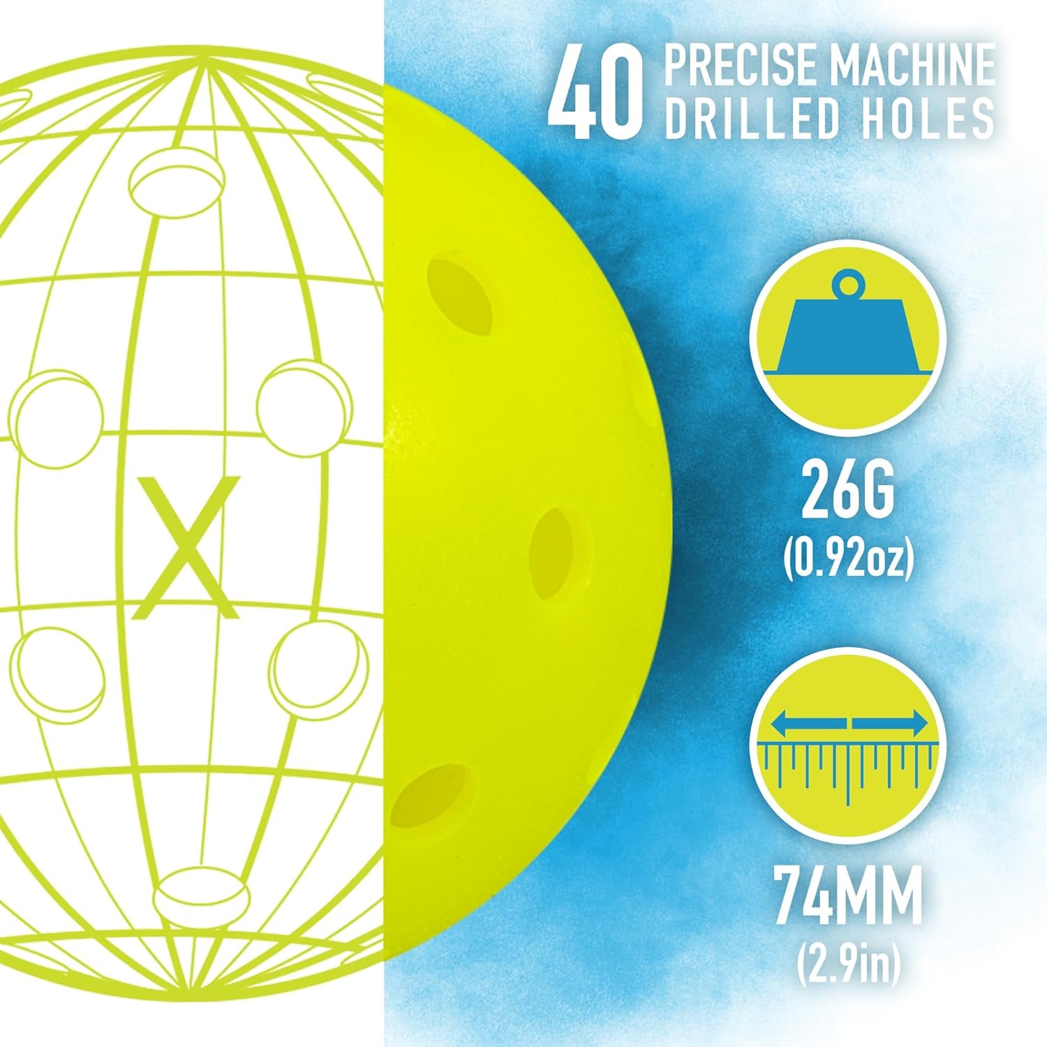 Outdoor Pickleballs - X-40 Pickleball Balls - USA Pickleball (USAPA) Approved - Official US Open Ball