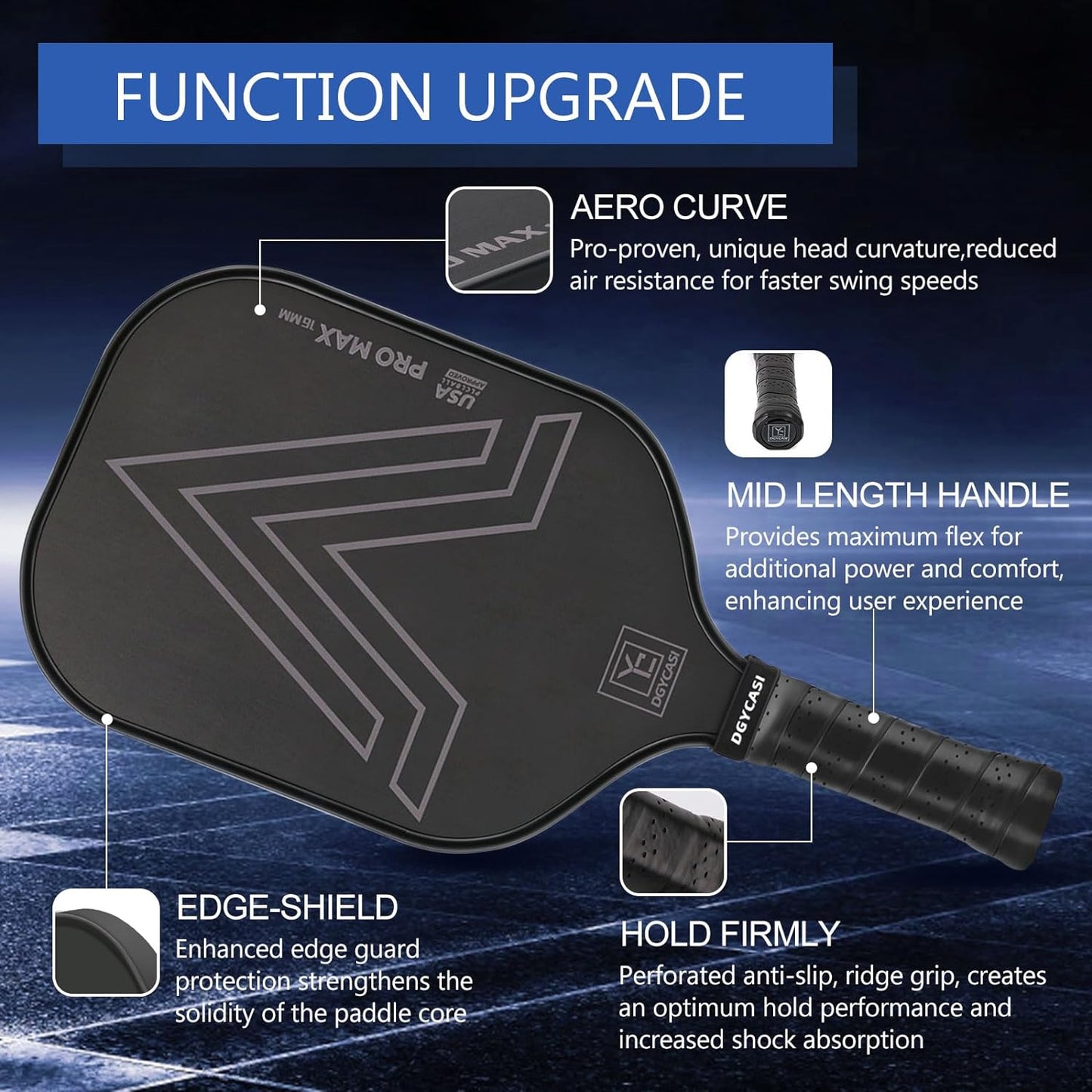 16Mm Pickleball Paddles Professional, 2024 USAPA Approved T700 Carbon Fiber Surface Pickle Paddle