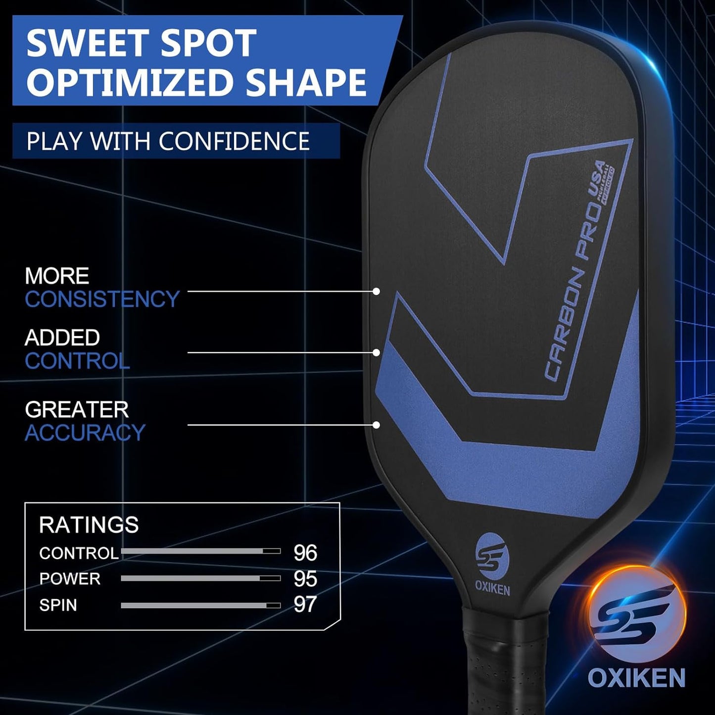 OXIKEN 13/16 Mm Pickleball Paddles 2024 USAPA Approved T700 Carbon Fiber Pickle Paddle (CFS)