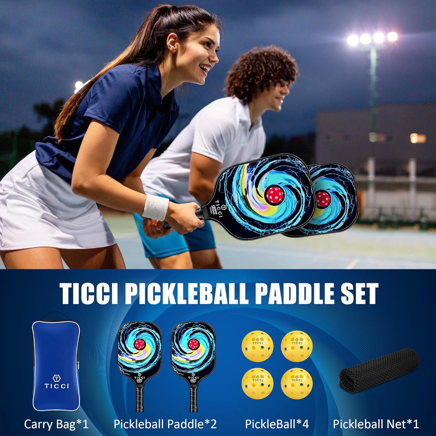 TICCI Pickleball Paddles, USAPA Approved Pickleball Paddles Set of 2