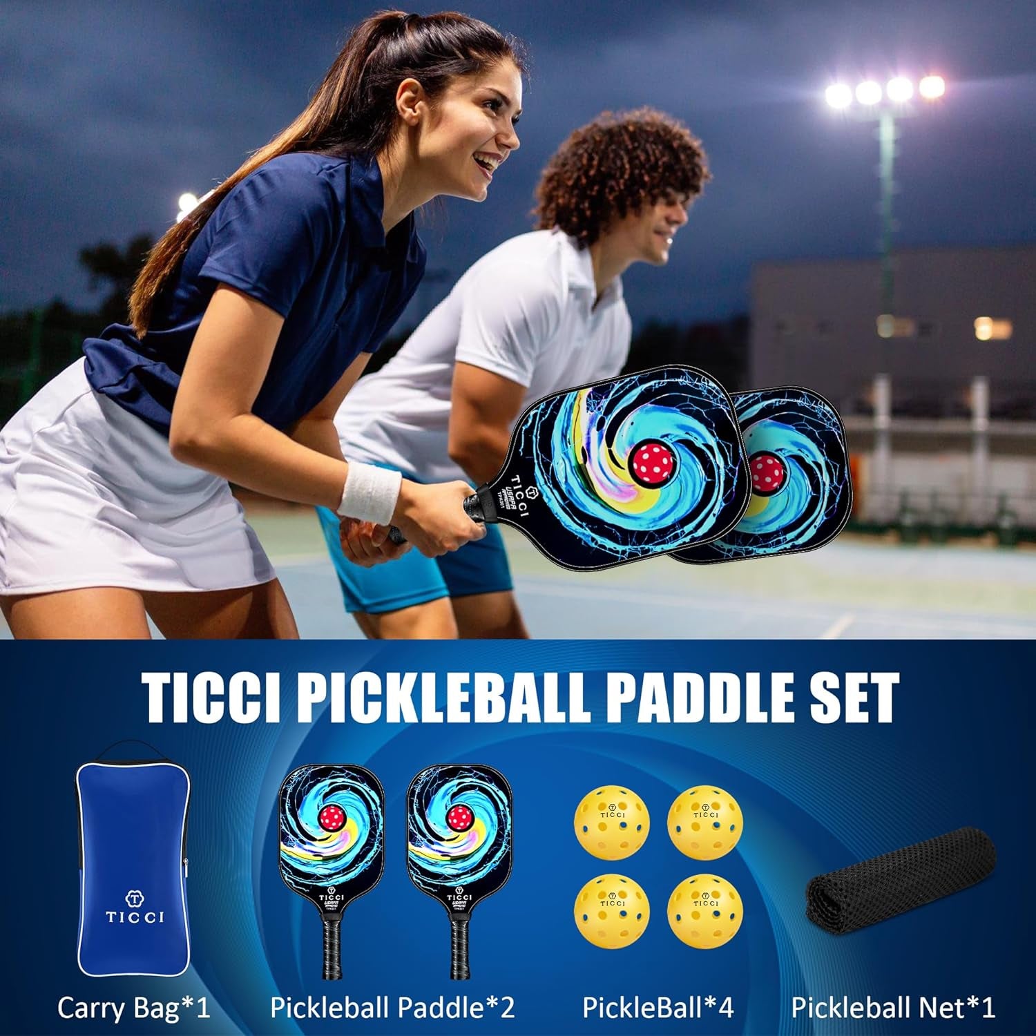 TICCI Pickleball Paddles, USAPA Approved Pickleball Paddles Set of 2