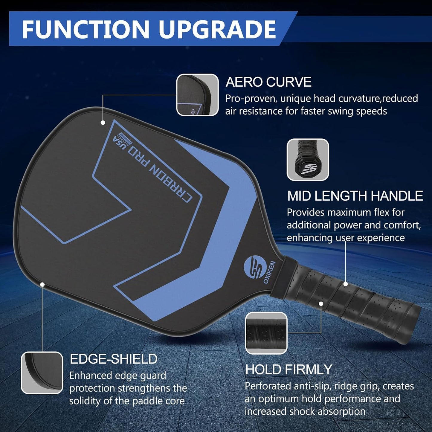 OXIKEN 13/16 Mm Pickleball Paddles 2024 USAPA Approved T700 Carbon Fiber Pickle Paddle (CFS)