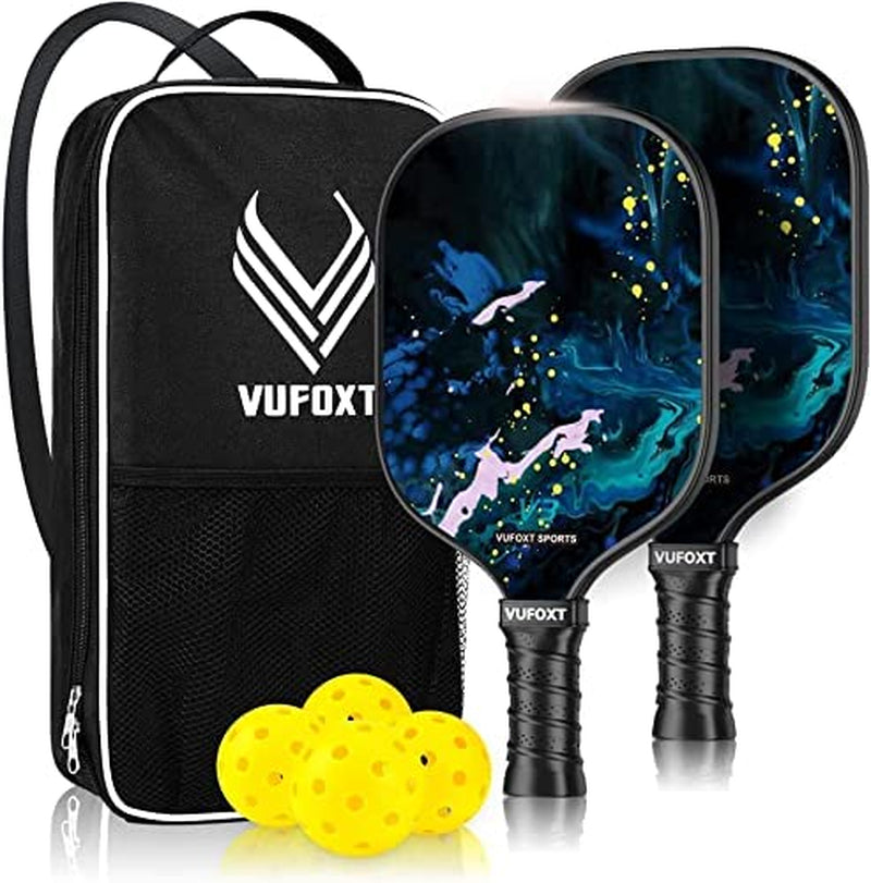 Pickleball Paddles Set of 2, 99.99% Carbon Fiber, Graphite Honeycomb Core