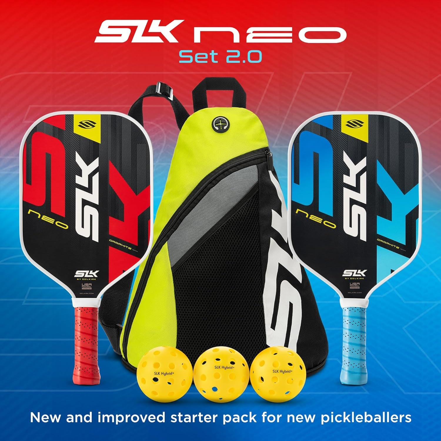 Best Overall Pickleball Paddles Set of 2 | Designed in the USA | Choose the SLK Neo Graphite, SLK Neo Fiberglass Pickleball Set or SLK Atlas Pickleball Bundle