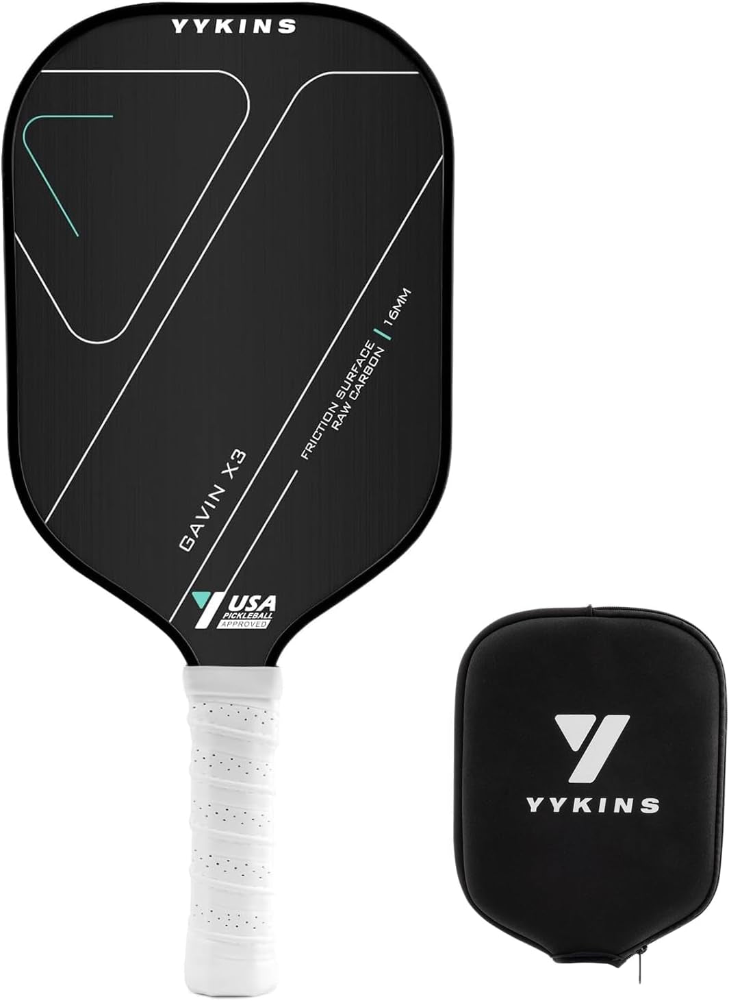 Pickleball Ball Paddle, 16MM Carbon Fiber Pickleball Paddle with Longer Handle, Elongated Paddle, Power