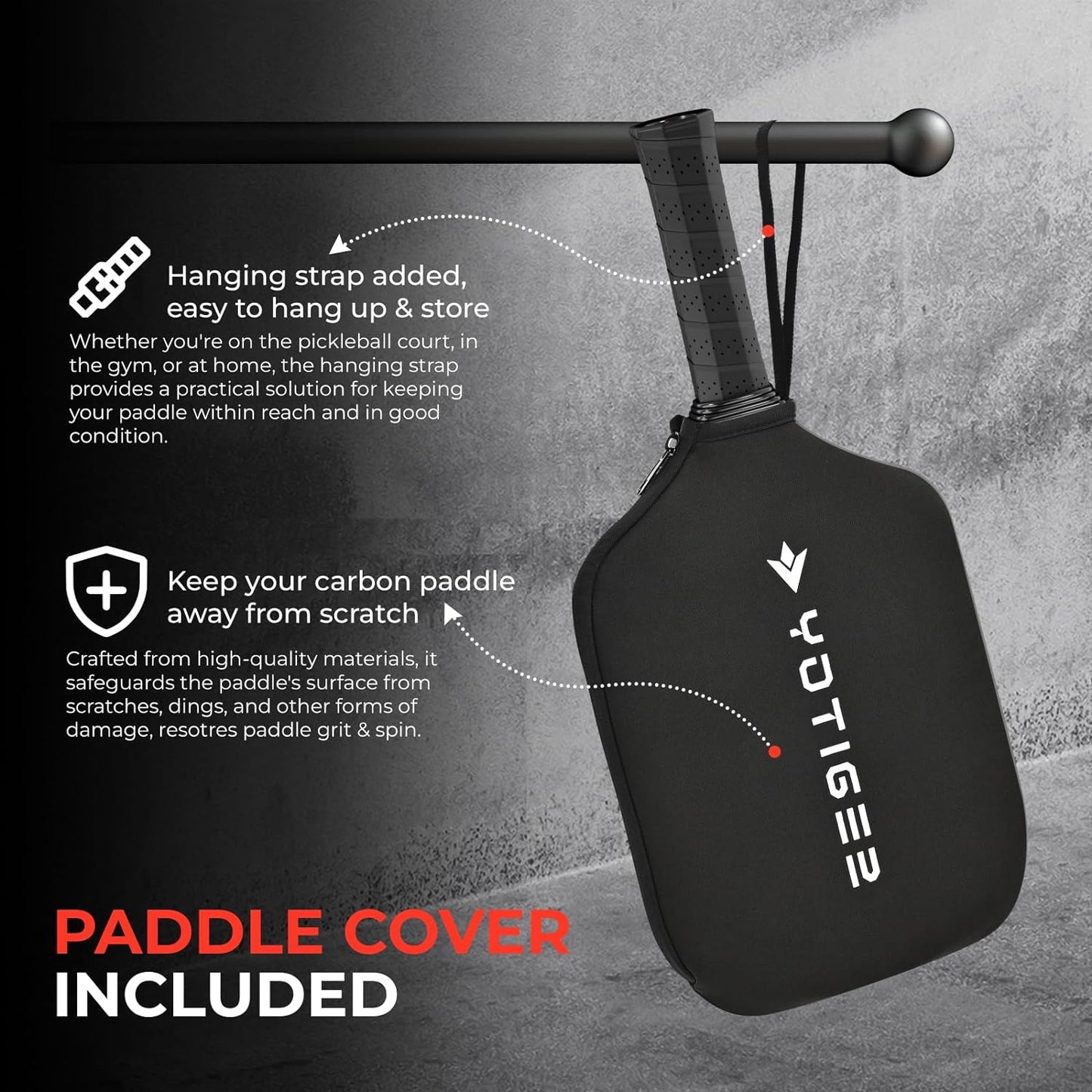 Carbon Pickleball Paddle | USAPA Approved | 3K T700 Carbon Fiber Surface with High Spin | 16Mm Polypropylene Honeycomb Core | Aerodynamic Curvature | Elongated Handle | Includes Paddle Cover