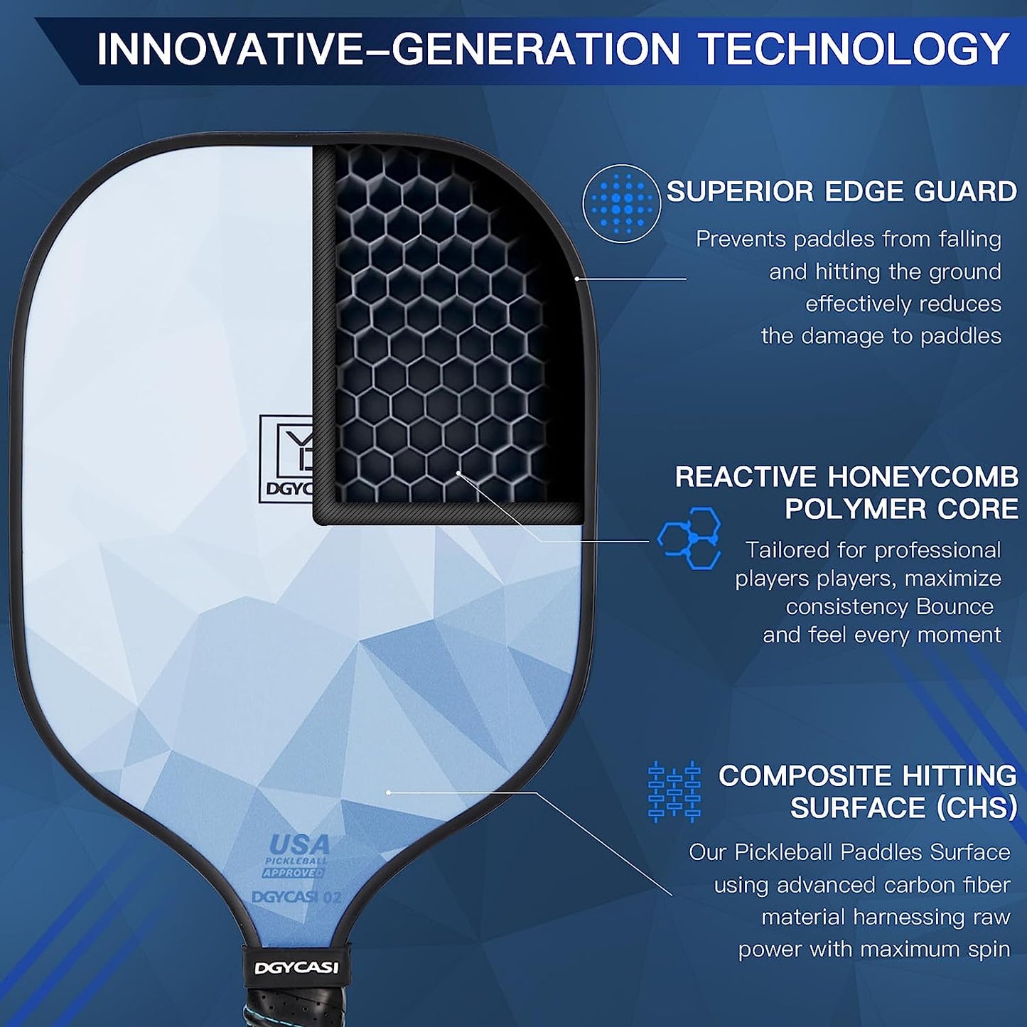 2024 USAPA Approved, Carbon Fiber Surface (CHS), Polypropylene Honeycomb Core - setpickleball