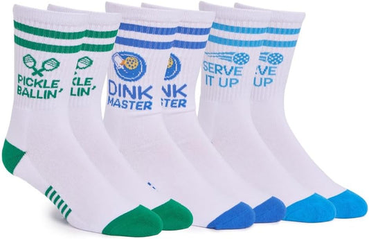 Performance Pickleball Athletic Crew Socks, Great Gift for Pickleball Lovers, Fun Pickleball Accessories