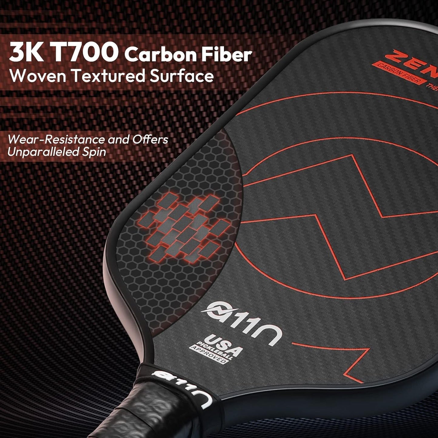 A11N Zenith Pickleball Paddle 16Mm | T-700 Carbon Fiber with Foam Injected Walls