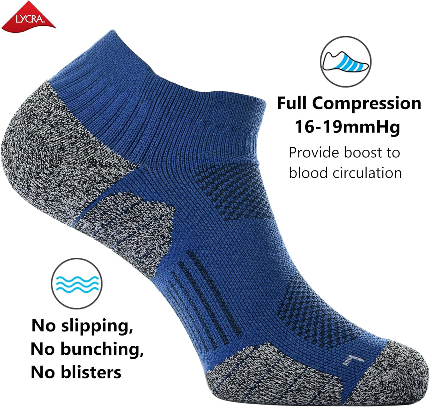 Unisex Cushioned Compression Athletic Ankle Socks Multipack