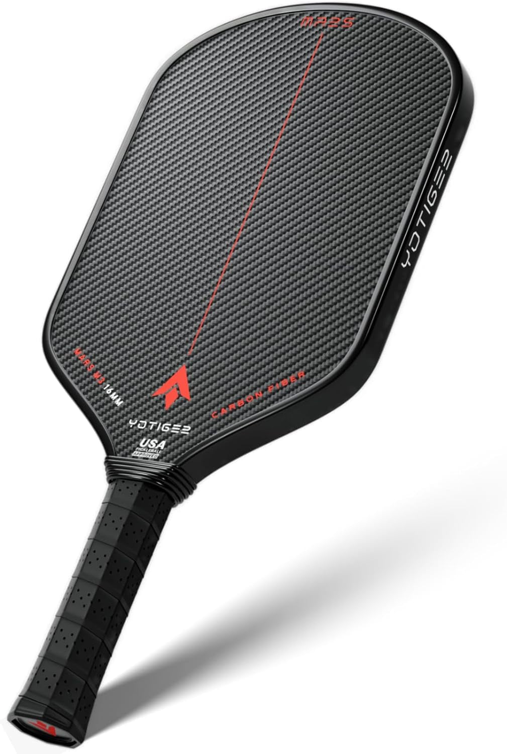 Carbon Pickleball Paddle | USAPA Approved | 3K T700 Carbon Fiber Surface with High Spin | 16Mm Polypropylene Honeycomb Core | Aerodynamic Curvature | Elongated Handle | Includes Paddle Cover