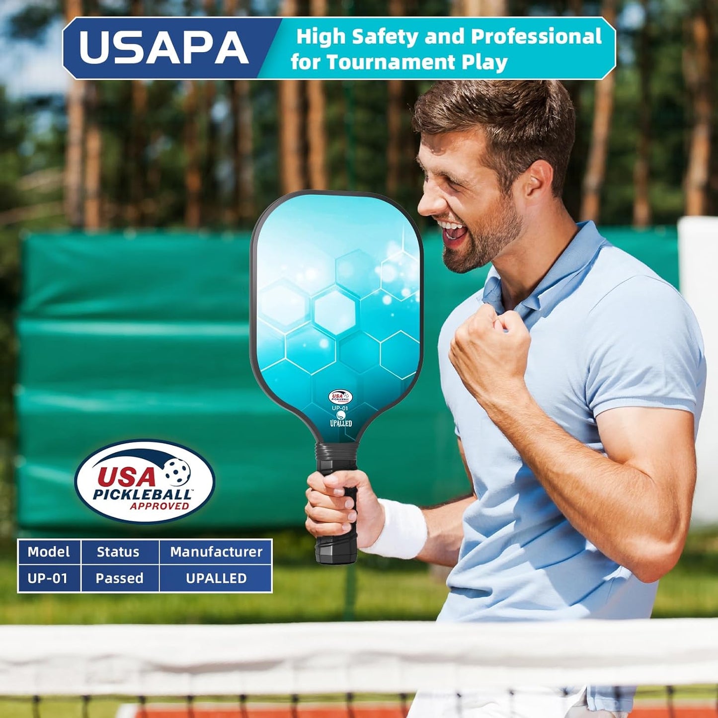 USAPA Approved Fiberglass Pickleball Set with 2 Lightweight Pickleball Paddle,4 Pickleball Balls,1 Backpack Bag