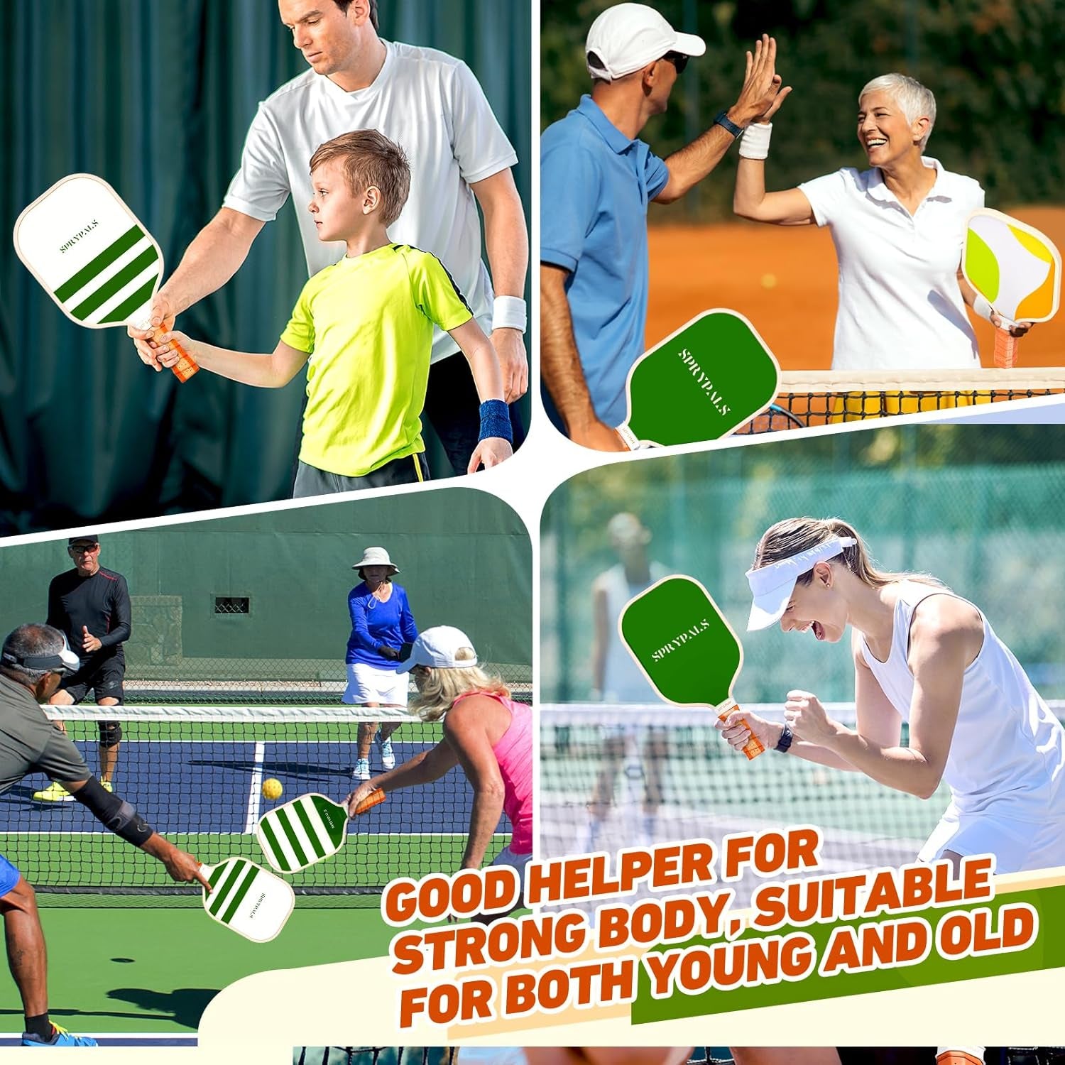 Pickleball Paddles,Usapa Approved Fiberglass Surface with Polypropylene Core Pickleball Set