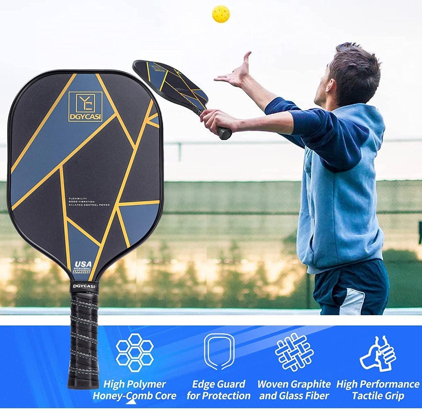 Graphite Pickleball Paddles Set of 2, 2024 USAPA Approved, Carbon Fiber Surface (CHS) - setpickleball