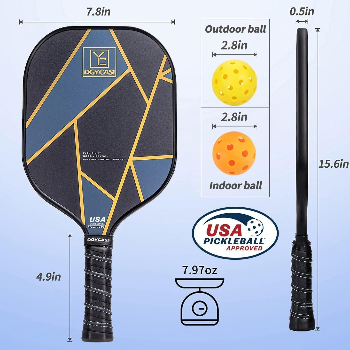 Graphite Pickleball Paddles Set of 2, 2024 USAPA Approved, Carbon Fiber Surface (CHS) - setpickleball