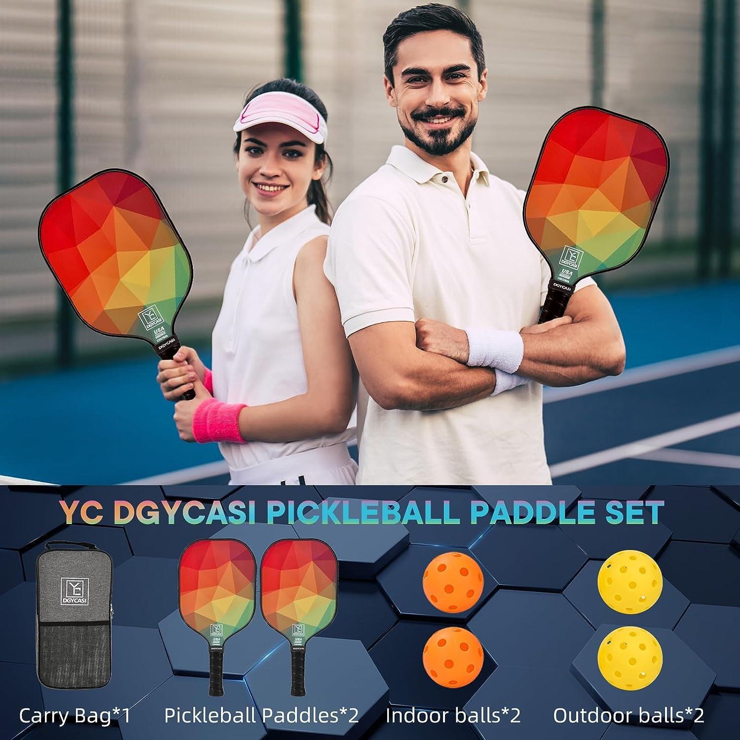 Pickleball Paddles Set of 2, 2024 USAPA Approved, Carbon Fiber Surface (CHS), Polypropylene Honeycomb Core, Anti-Slip