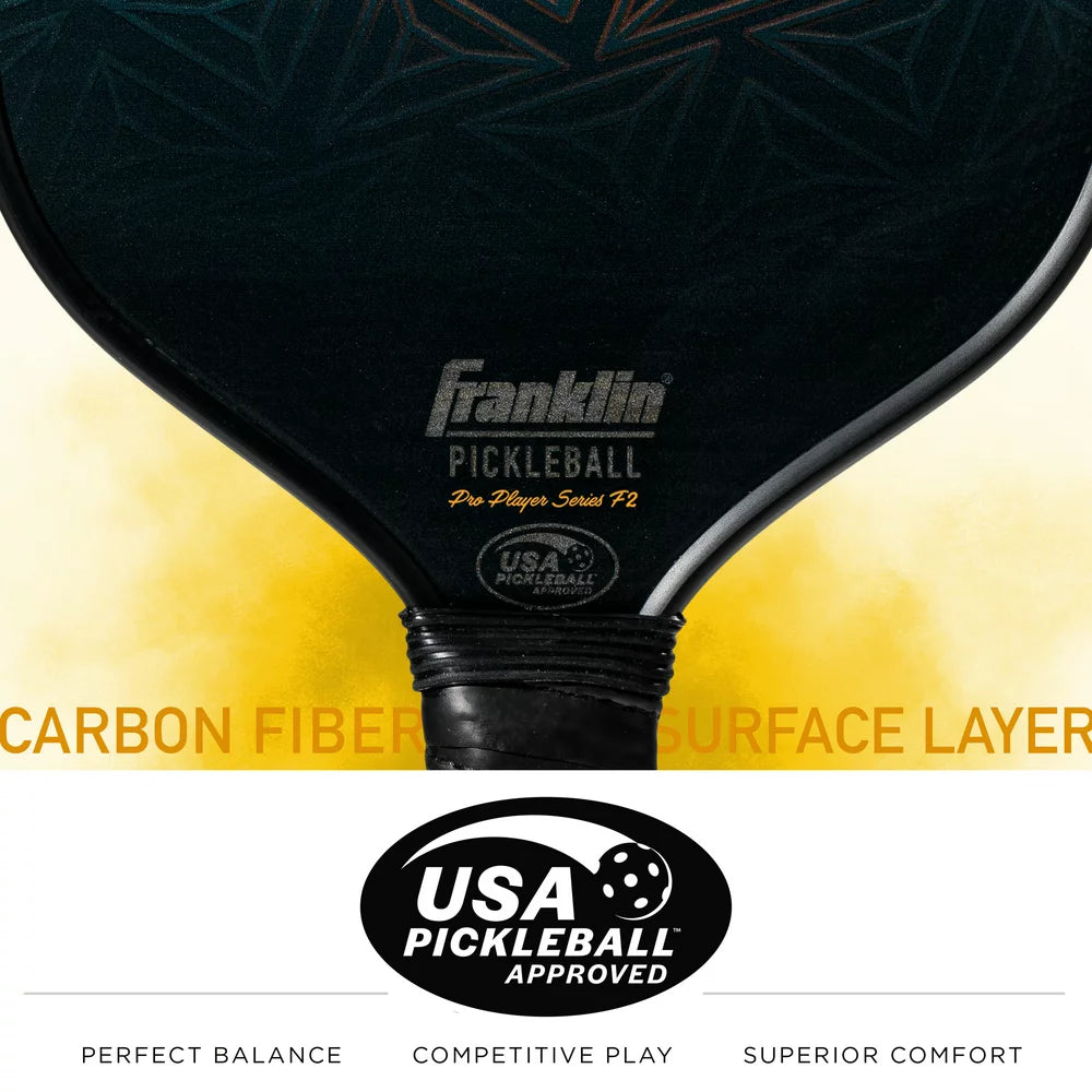 Pro Player Carbon Fiber Pickleball Paddle - USA Pickleball Approved- Black