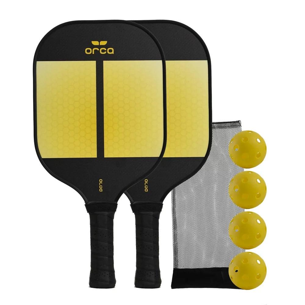 Amity Carbon Fiber Yellow 7.6 Oz Pickleball Paddle Deluxe Combo Set, 7.6Oz - setpickleball