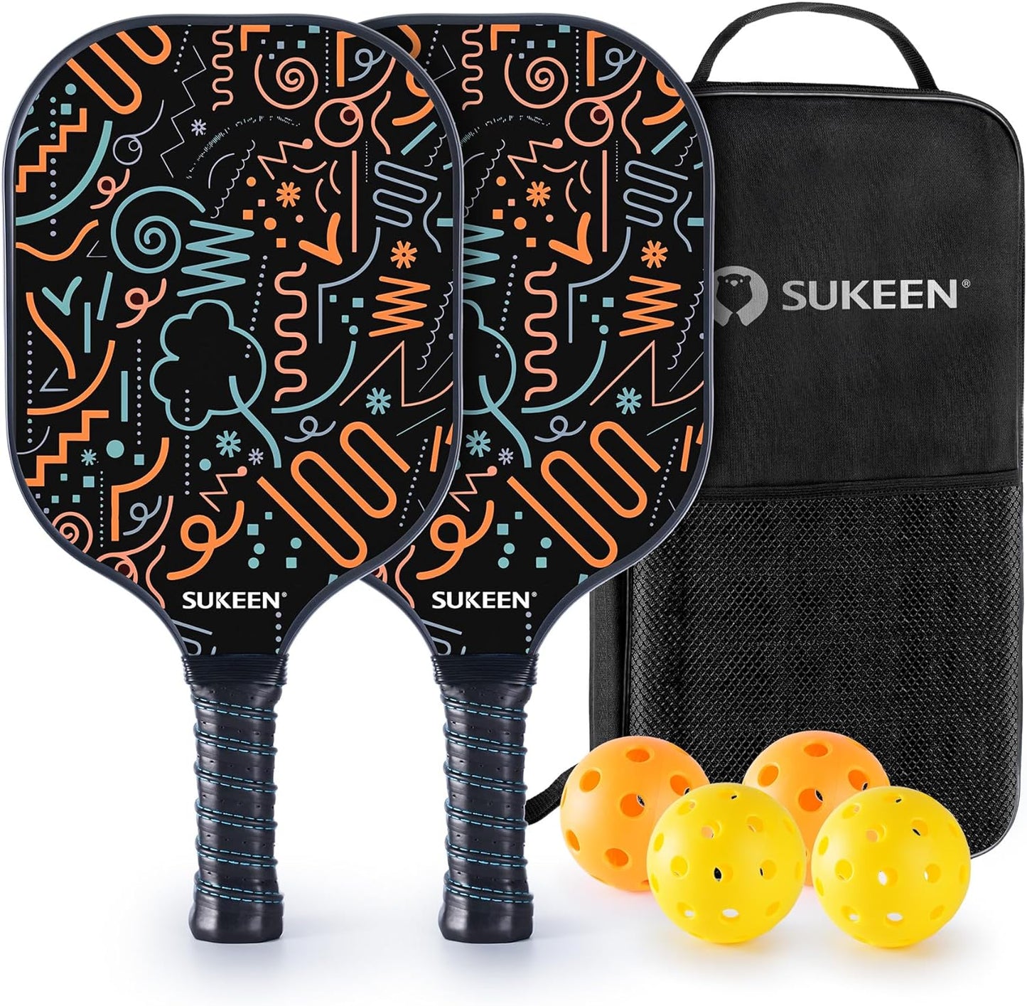 Pickleball Paddles Set of 2, Fiberglass Surface Pickleball Set with Pickleball Rackets, Pickle Ball Paddle Set ​For Men Women