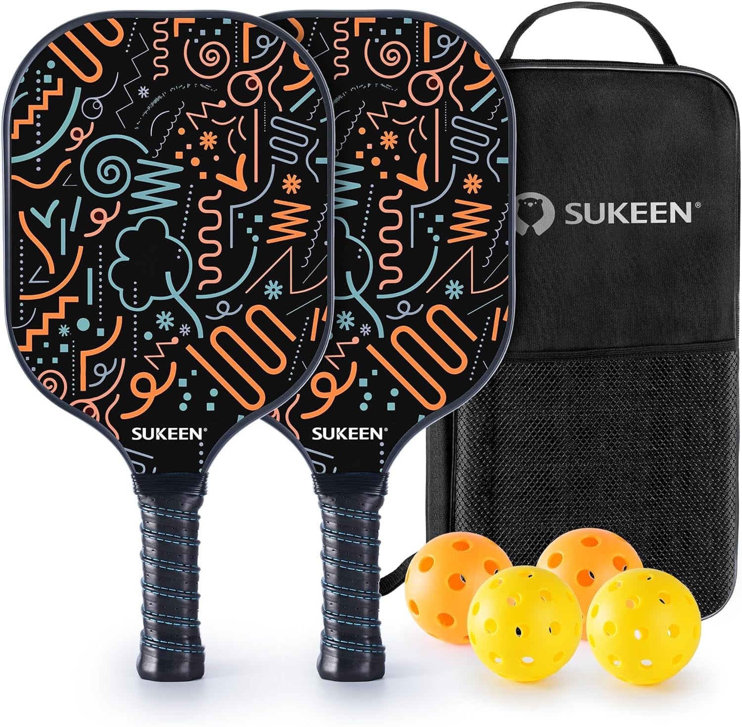 Pickleball Paddles Set of 2, Fiberglass Surface Pickleball Set with Pickleball Rackets, Pickle Ball Paddle Set ​For Men Women