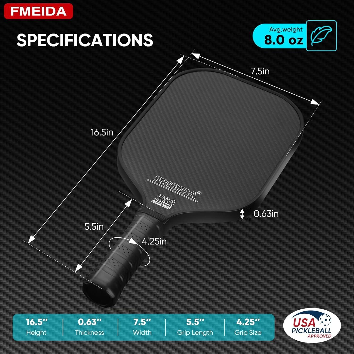 Pickleball Paddle, USAPA Approved Pickleball Paddle, 3K Raw Carbon Fiber Surface 