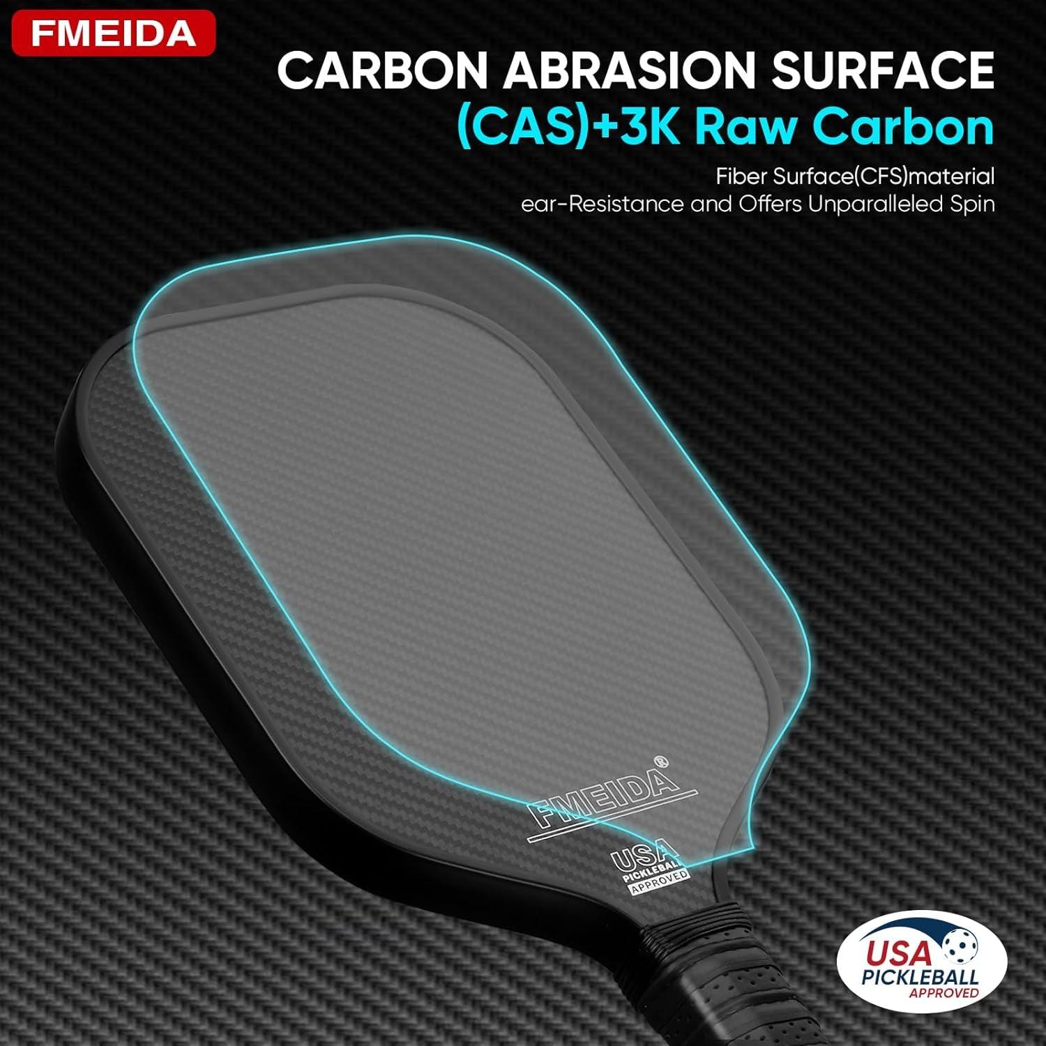 Pickleball Paddle, USAPA Approved Pickleball Paddle, 3K Raw Carbon Fiber Surface 